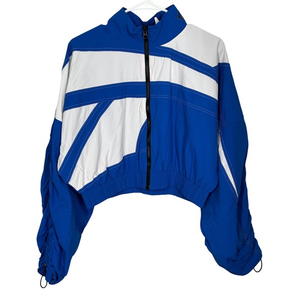Reebok Jackets & Blazers - Reebok Cardi B Blue and White Cropped Track Jacket Windbreaker Women's 1X Sample